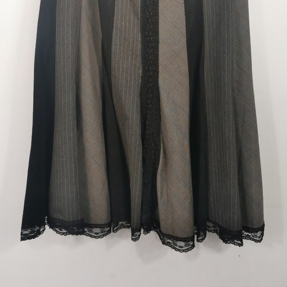 PER UNA M&S Long Flared Panelled Heavy Skirt Black Grey Lace Trim UK 16 Boho - Picture 5 of 7